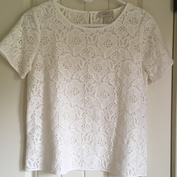loft white lace top